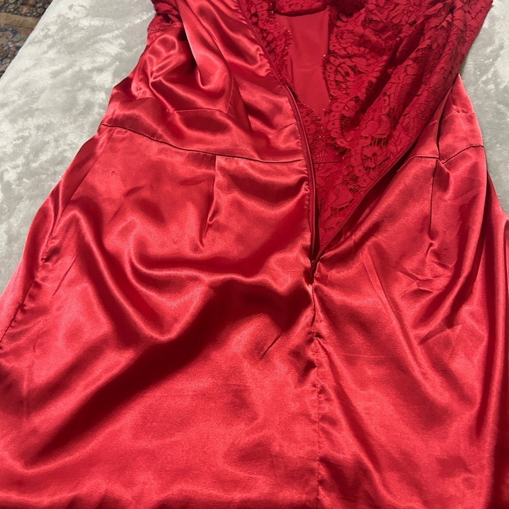Good used condition Alex Marie Red Lace Dress size 16. Fully lined. Pretty! - Picture 9 of 11